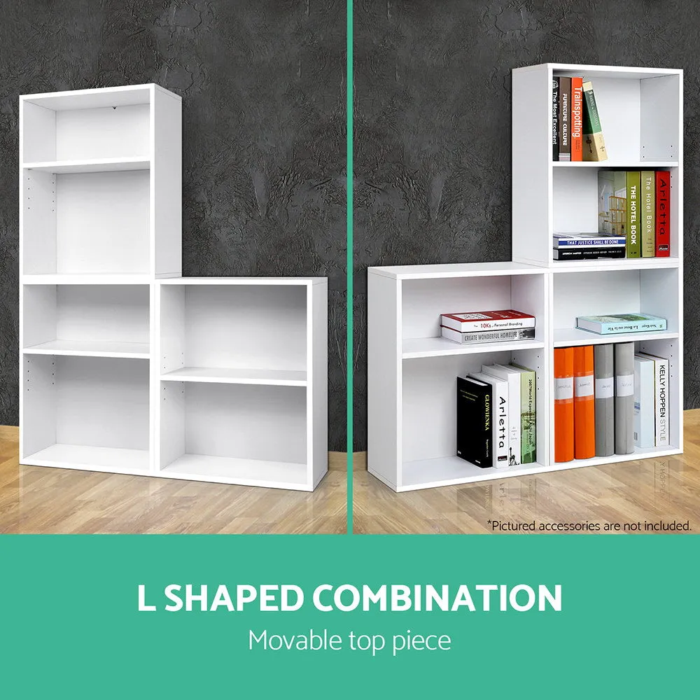 DIY Bookcase Multi Combination Unit Shelves 3 Pc Storage White