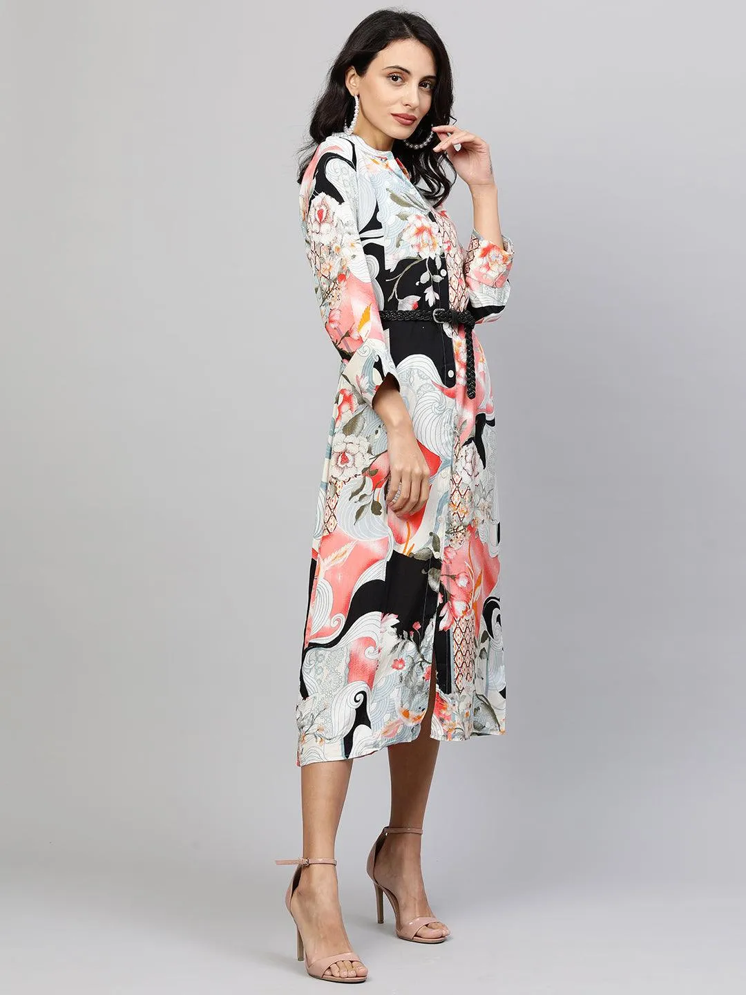 Dreamy Floral Printed A-Line Maxi Dress - Multi