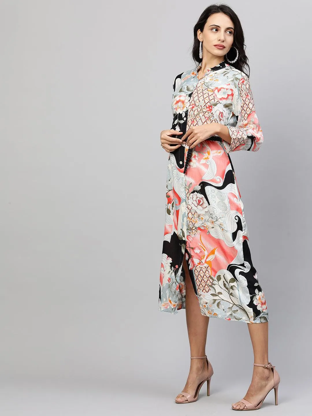 Dreamy Floral Printed A-Line Maxi Dress - Multi