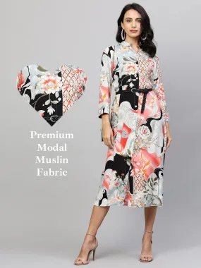 Dreamy Floral Printed A-Line Maxi Dress - Multi