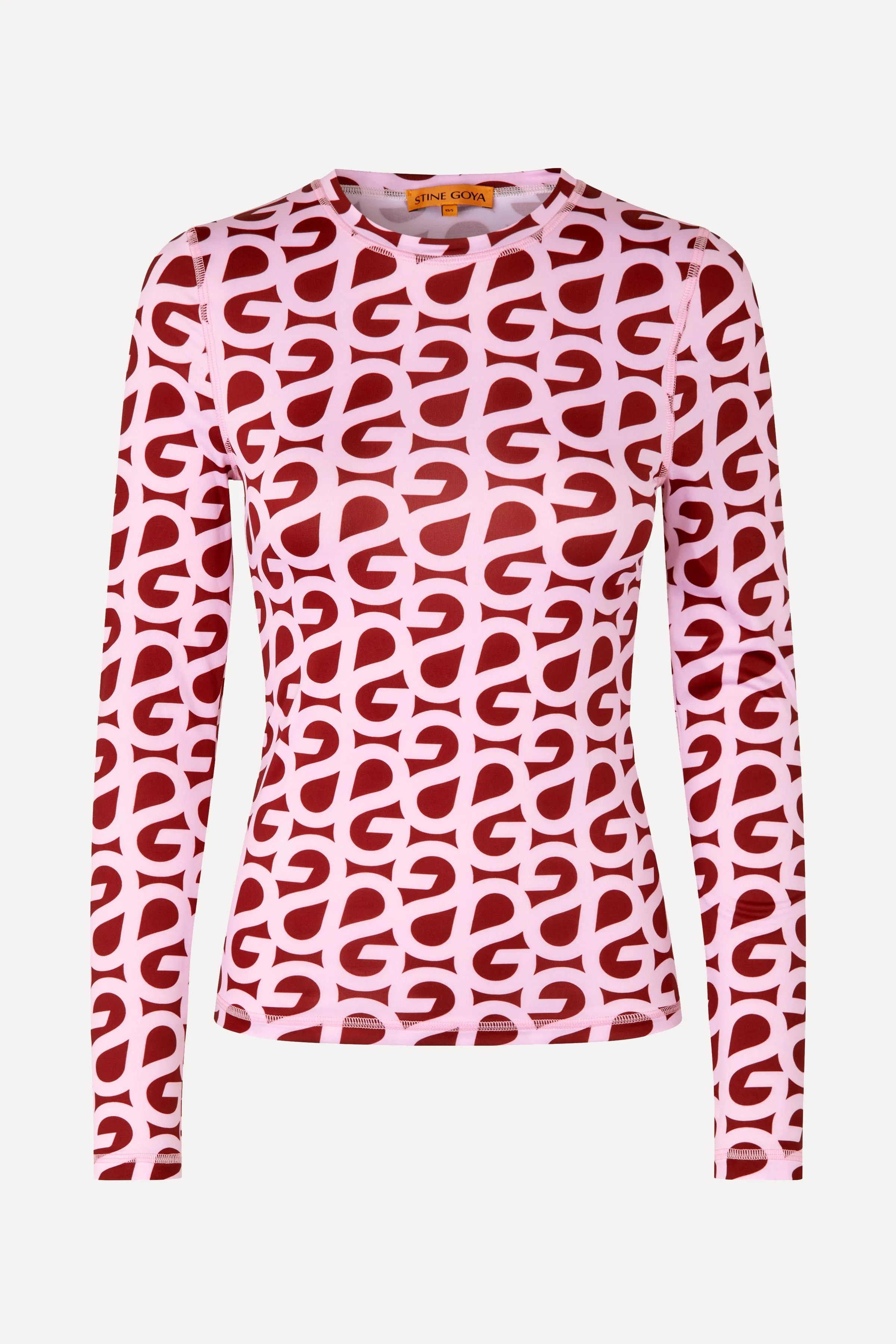 Elastic Long Sleeve Top - SG Logo Burgundy Pink