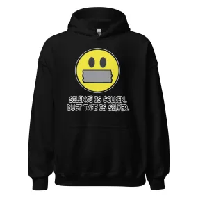 Emoji Hoodie Silence is Golden Duct Tape Is Silver Blended Cotton Midweight Pullover