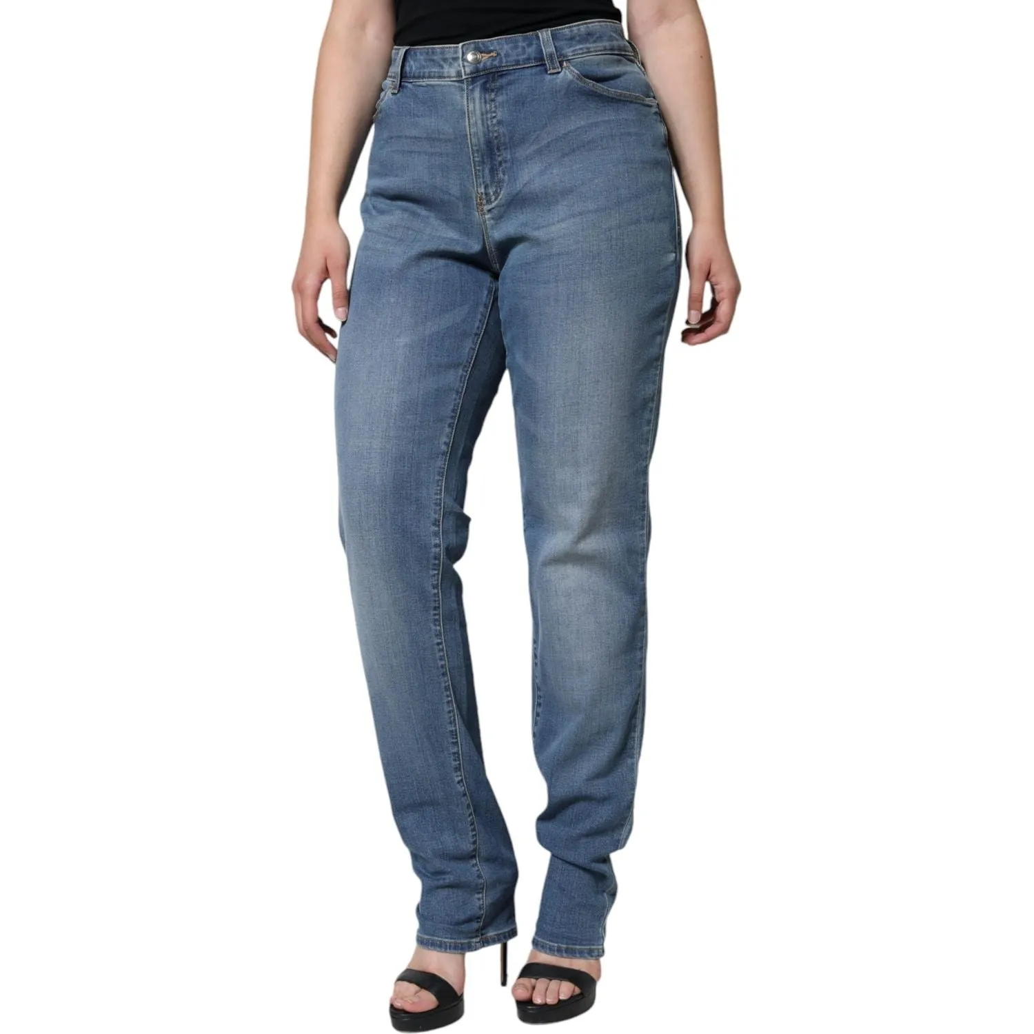 Emporio Armani Blue Washed High Waisted Skinny Women Denim Jeans