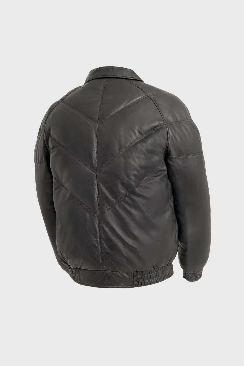 Ezra Mens Puffer Leather Jacket