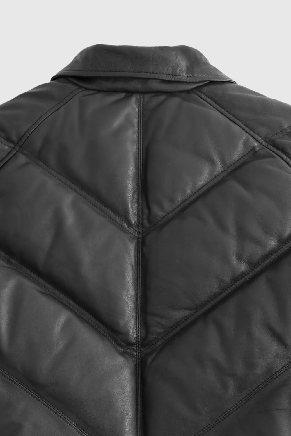 Ezra Mens Puffer Leather Jacket