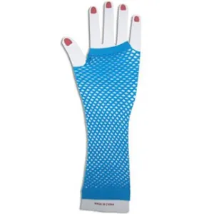 Fishnet Fingerless Long Gloves - Blue