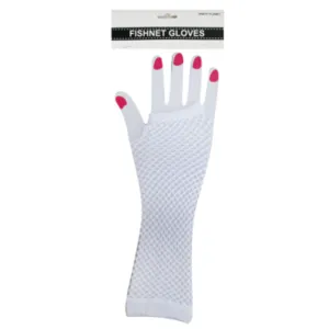 Fishnet Fingerless Long Gloves - White