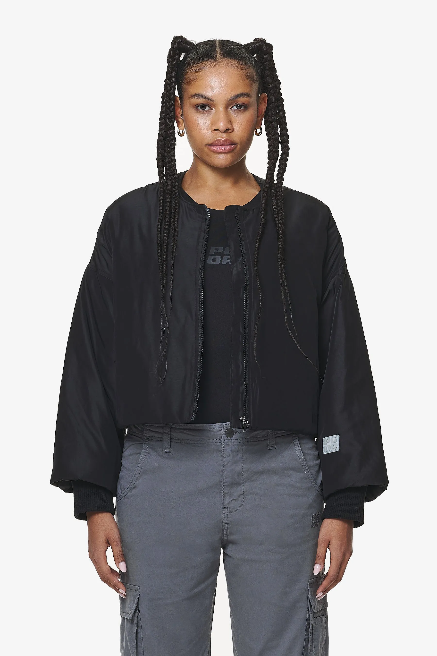 Floro Volume Puffer Bomber Jacket Black