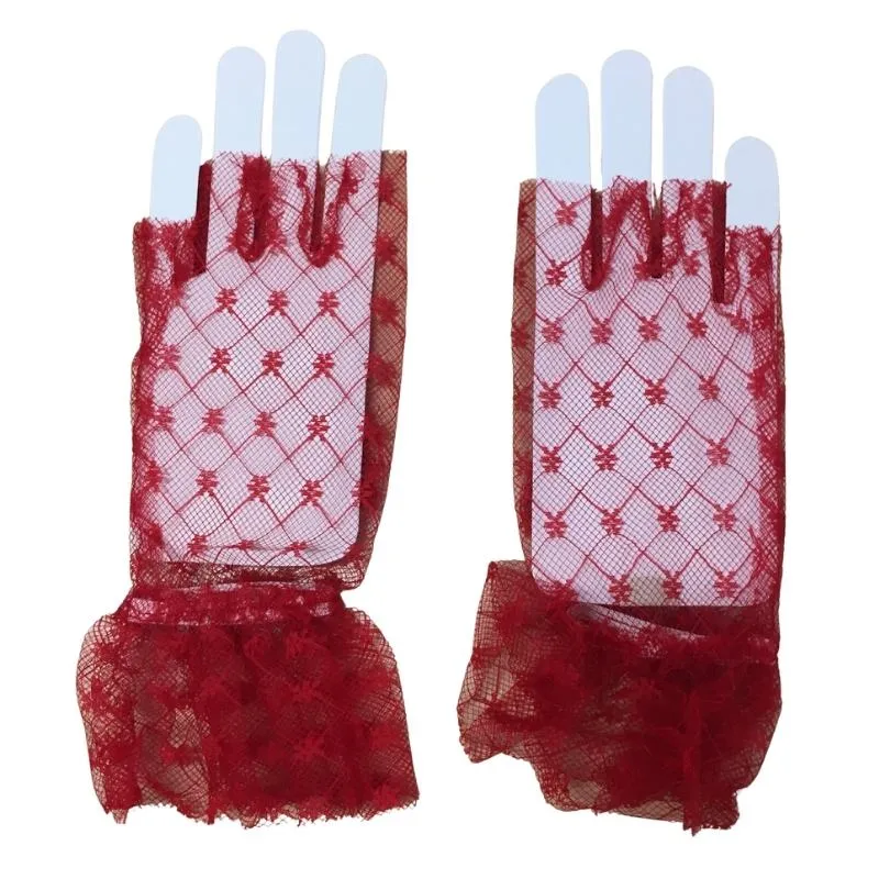 Gloves - Red Lace Fingerless