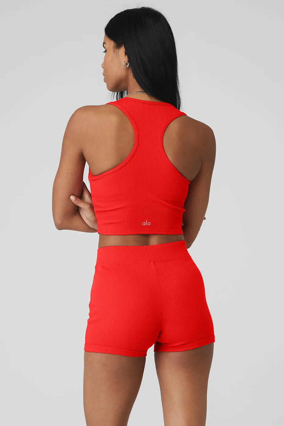 Goddess Ribbed Cropped Racerback Tank - Red Hot Summer