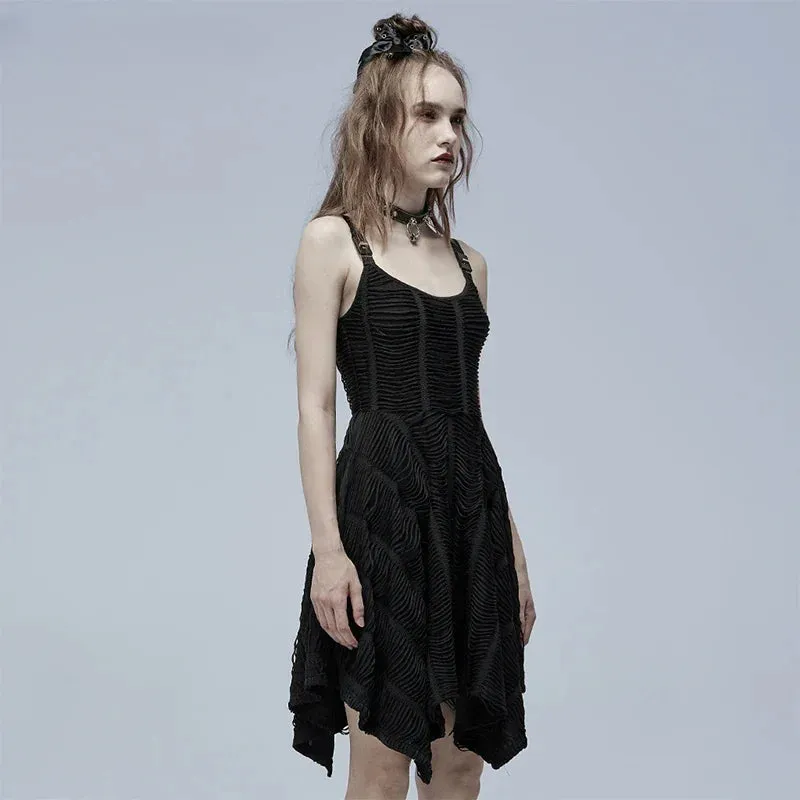 Gothic Asymmetric Sexy Decorative Punk Black Dress