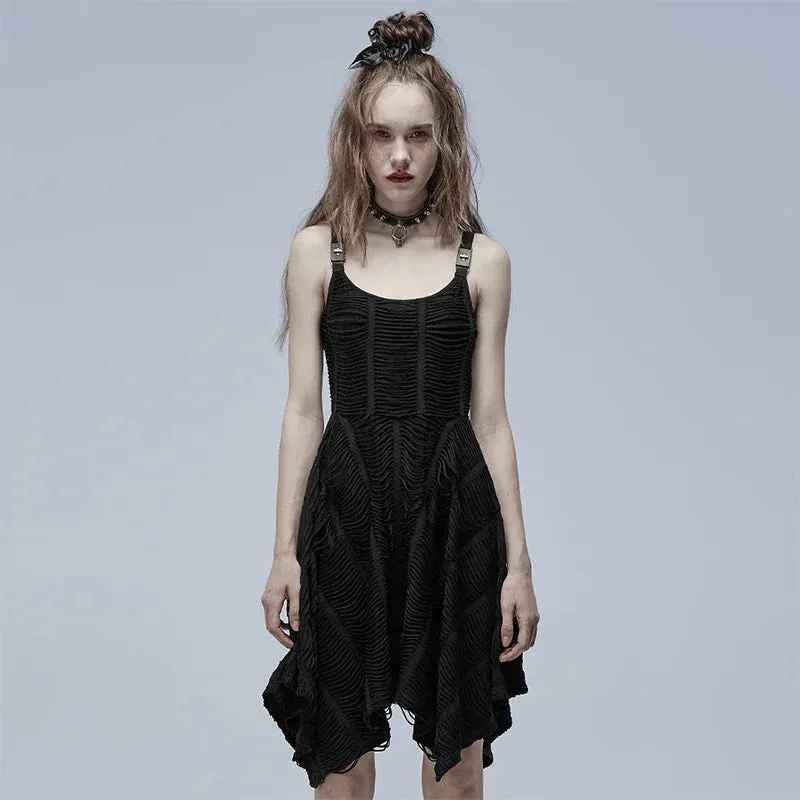 Gothic Asymmetric Sexy Decorative Punk Black Dress