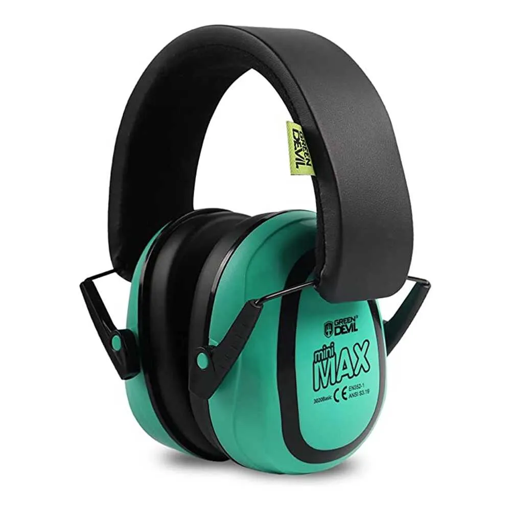 GREEN DEVIL MiniMax Green Kids Hearing Protection Ear muffs Noise Cancelling For Age 1-16 Headphones