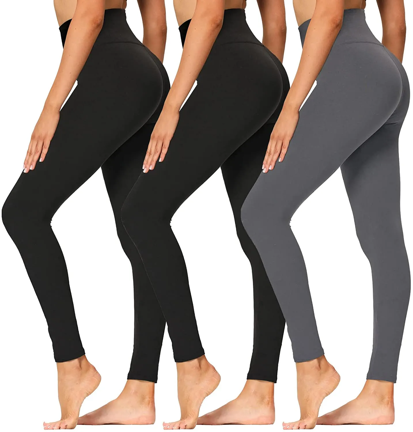 High Waisted Leggings for Women - Soft Athletic Tummy Control Pants for Running Cycling Yoga Workout - Reg & Plus Size