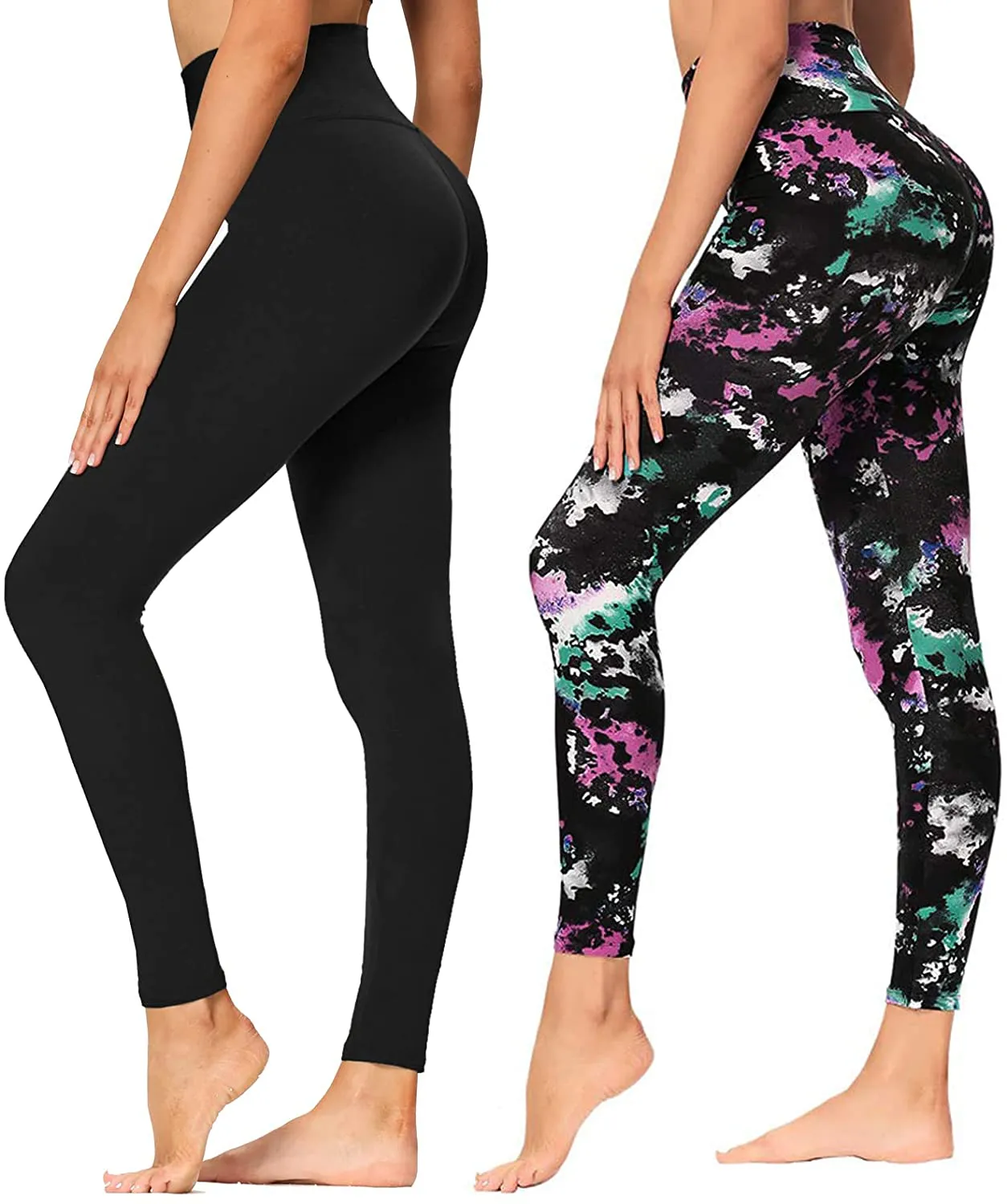 High Waisted Leggings for Women - Soft Athletic Tummy Control Pants for Running Cycling Yoga Workout - Reg & Plus Size