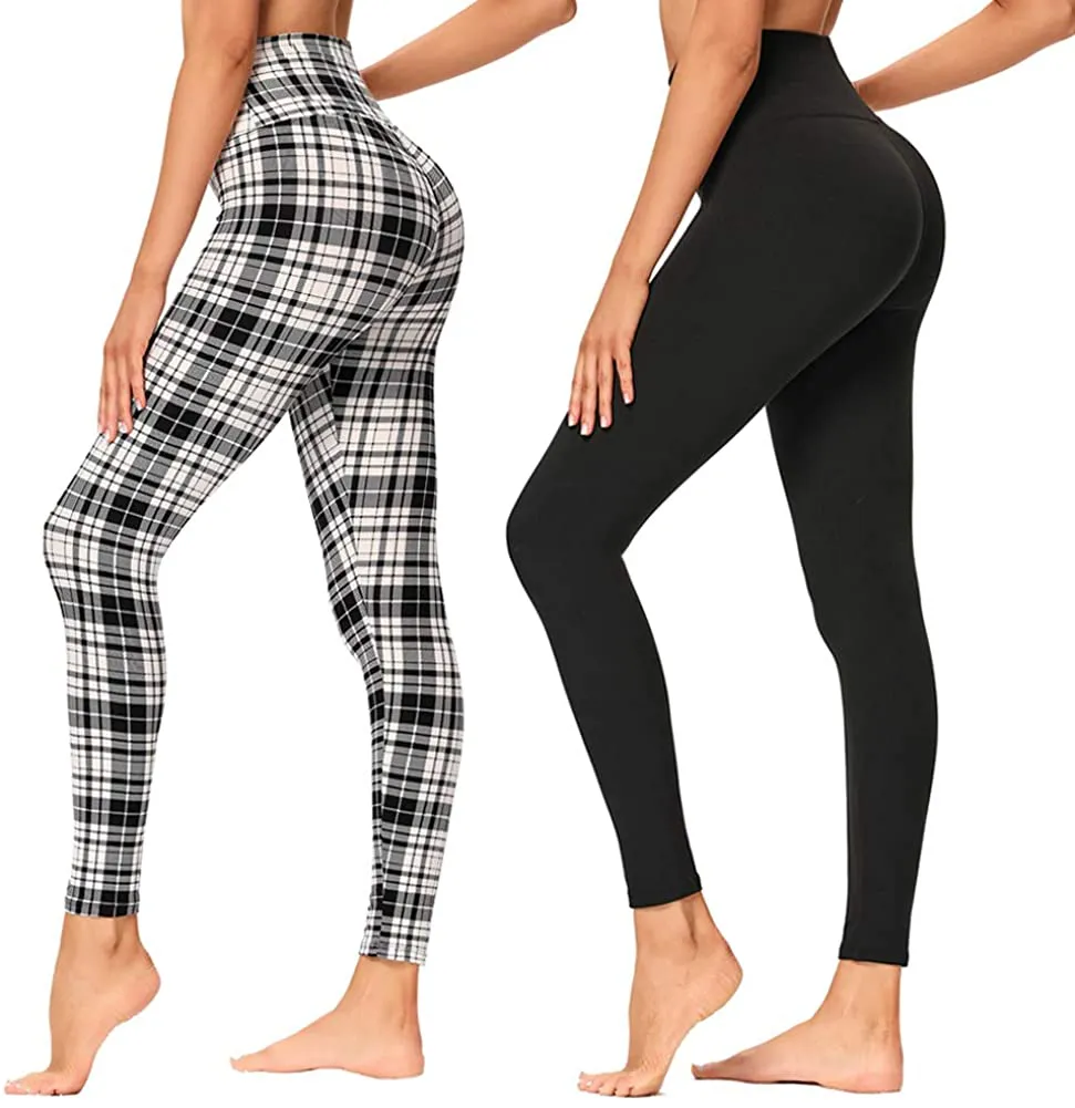 High Waisted Leggings for Women - Soft Athletic Tummy Control Pants for Running Cycling Yoga Workout - Reg & Plus Size