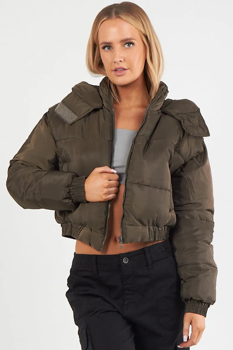 HOODED HEM DETAIL PUFFER JACKET