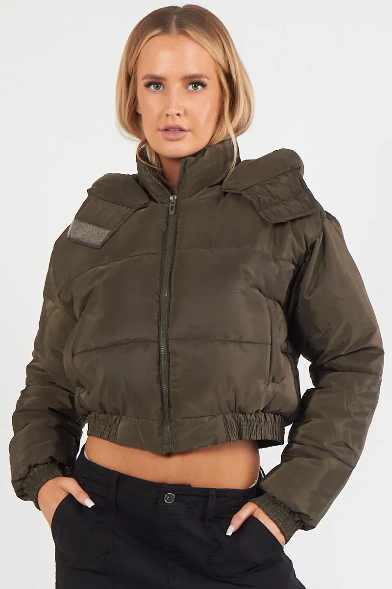 HOODED HEM DETAIL PUFFER JACKET