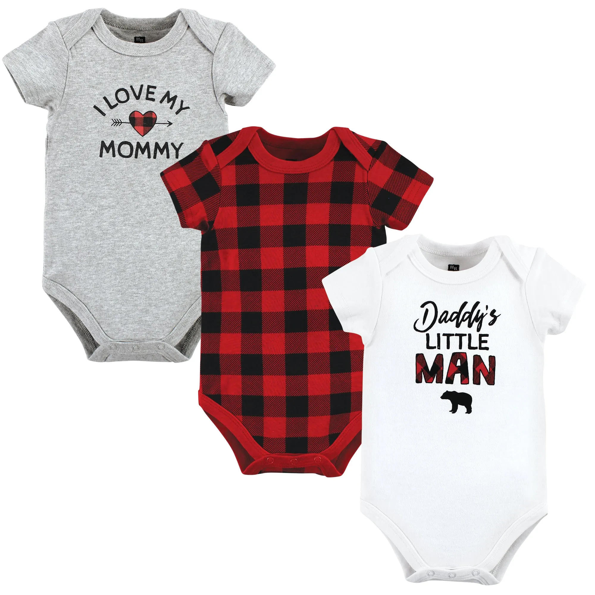 Hudson Baby Cotton Bodysuits, Buffalo Plaid Family