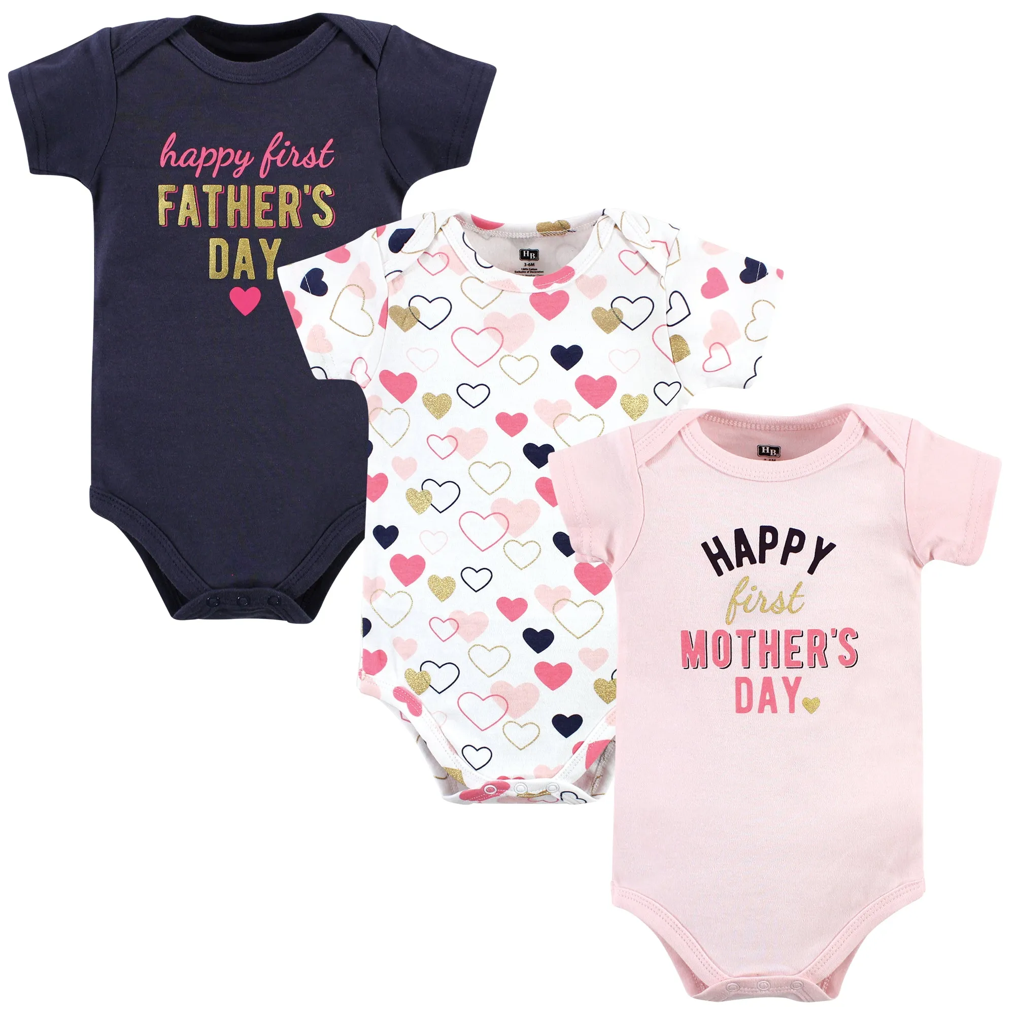 Hudson Baby Cotton Bodysuits, Girl Mothers Fathers Day