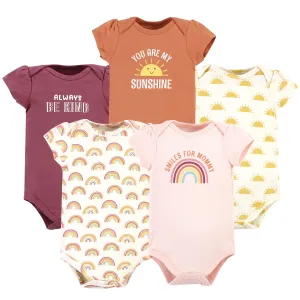 Hudson Baby Cotton Bodysuits, Sunshine Rainbows 5 Pack