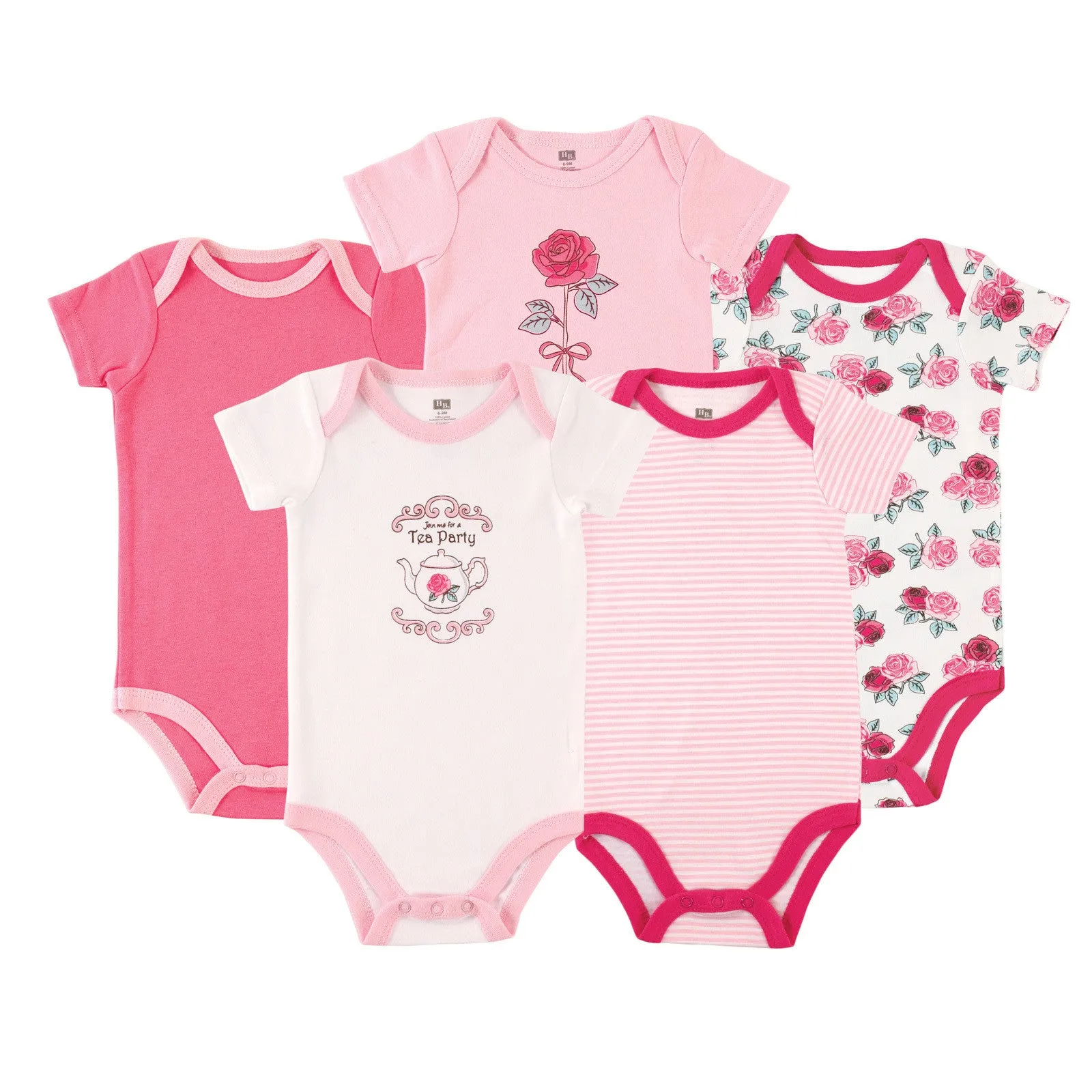 Hudson Baby Cotton Bodysuits, Tea