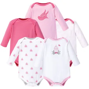 Hudson Baby Cotton Long-Sleeve Bodysuits, Bird Cage