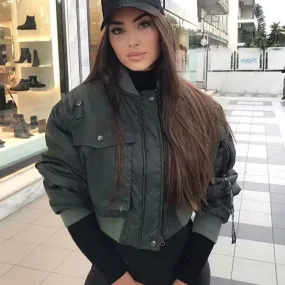 Indie Style Green Bomber Jacket