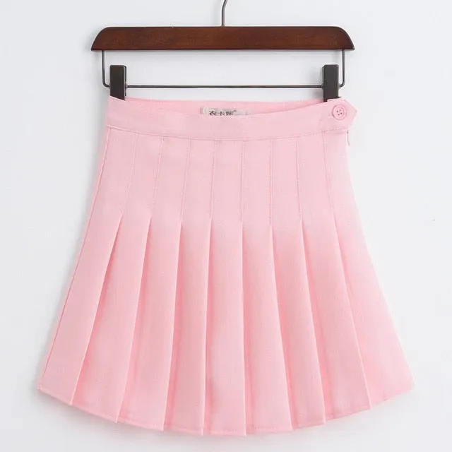 JOSKAA 2024 new 2014 Tumblr Aesthetic Womens Pastel Colors Pleated Tennis Skirt