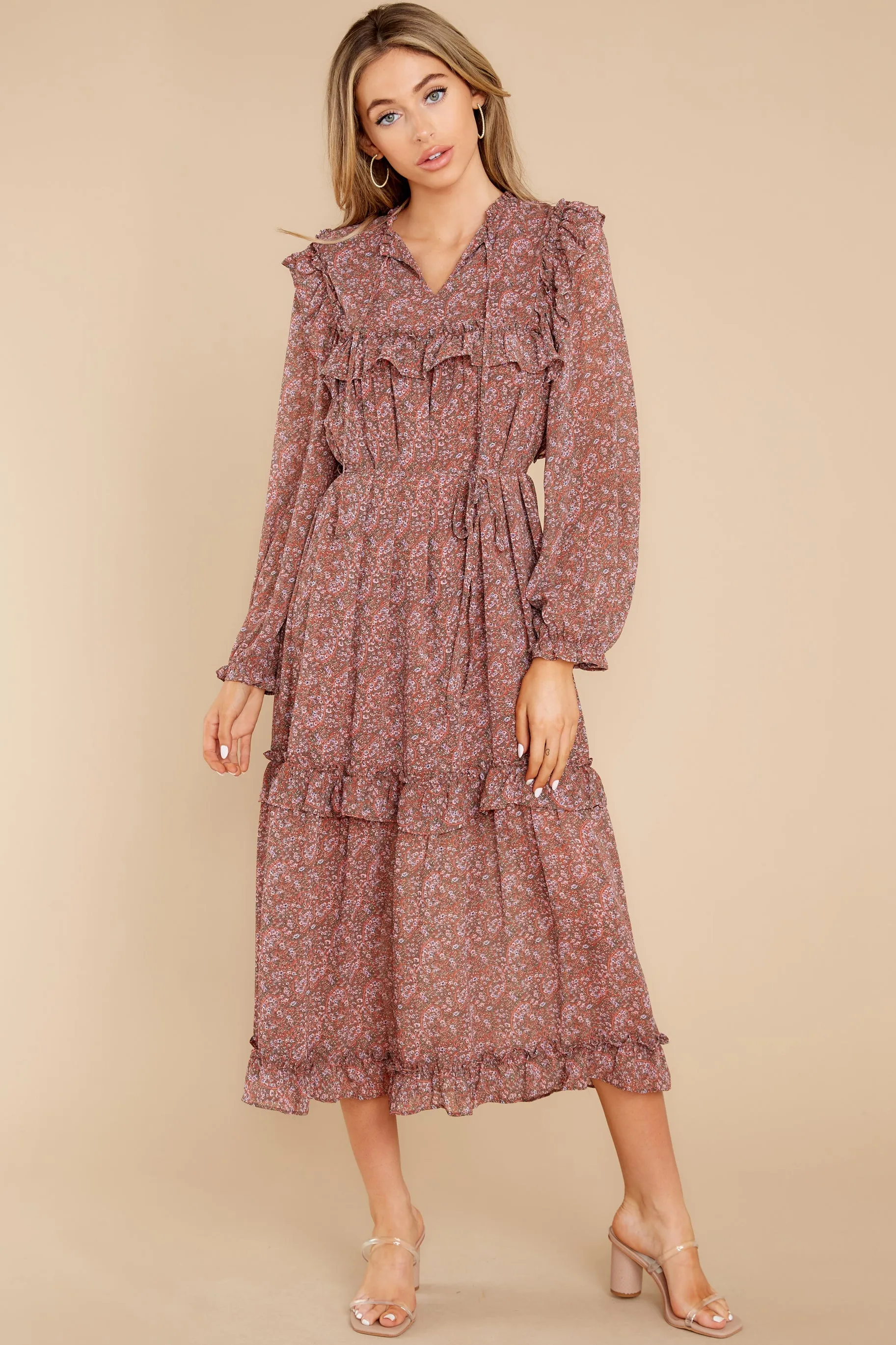 Keep My Word Mauve Floral Print Maxi Dress