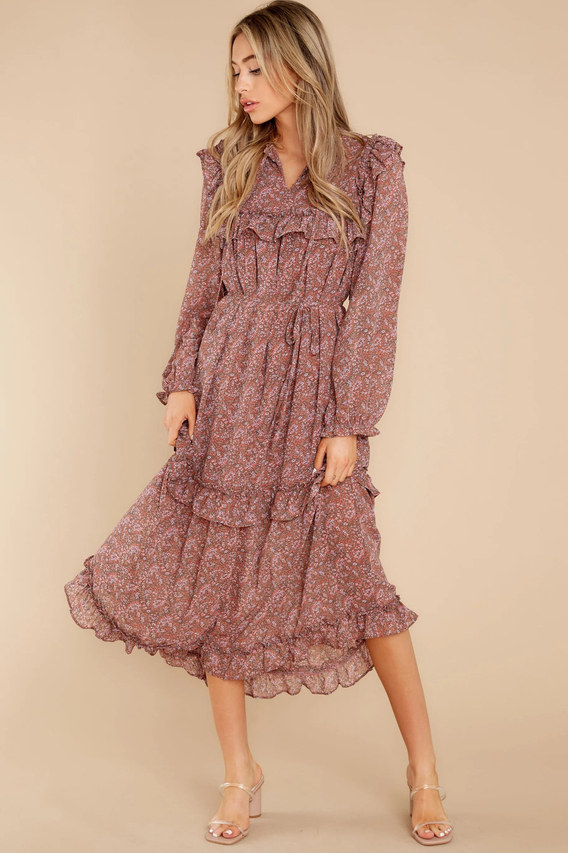 Keep My Word Mauve Floral Print Maxi Dress