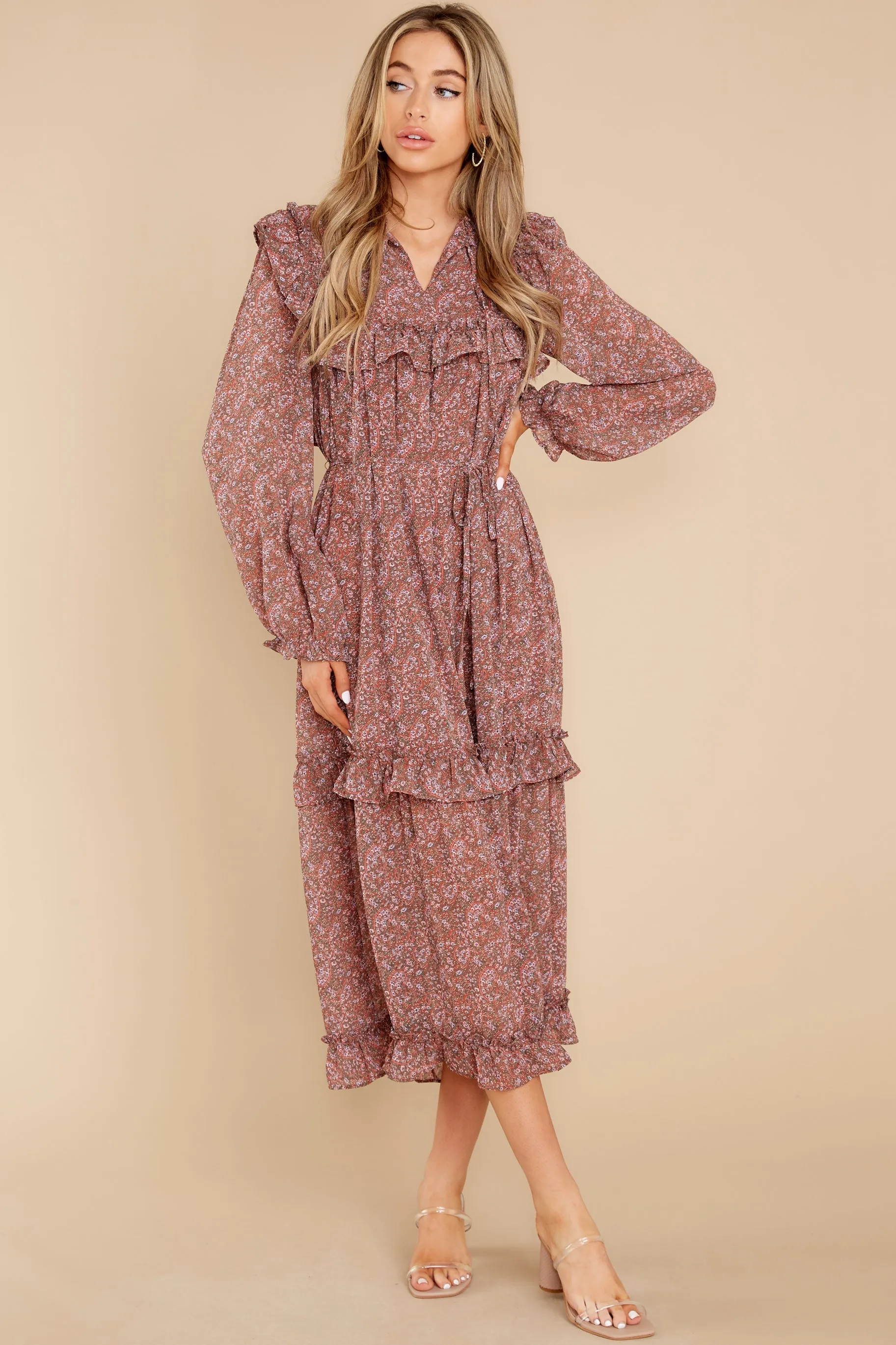 Keep My Word Mauve Floral Print Maxi Dress