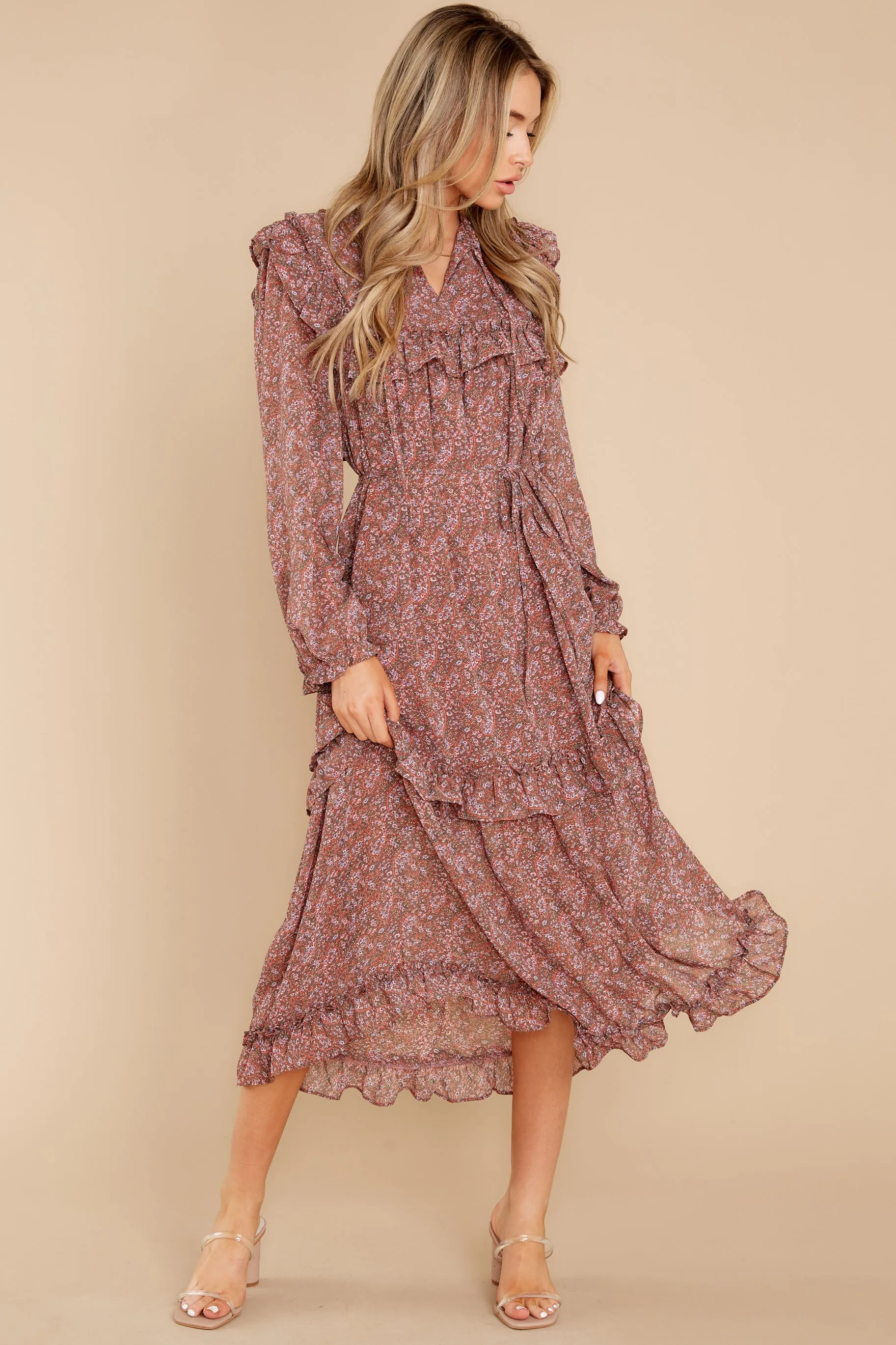 Keep My Word Mauve Floral Print Maxi Dress