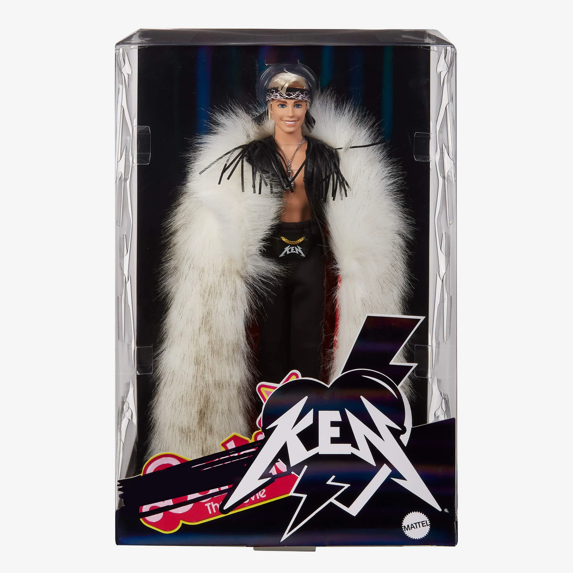 Ken Doll in Faux Fur Coat and Black Fringe Vest – Barbie The Movie