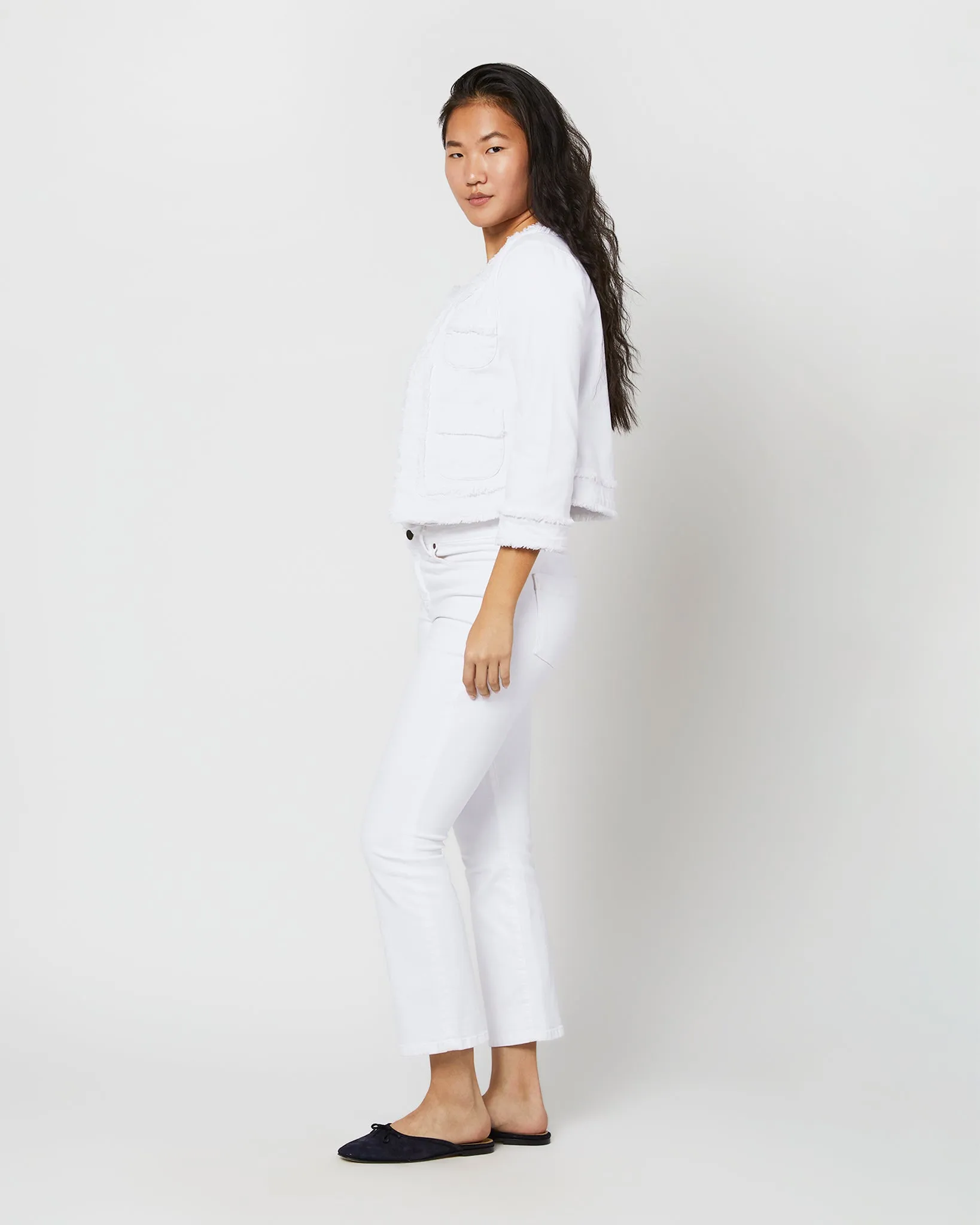 Kiki Jacket in White Garment-Dyed Stretch Twill