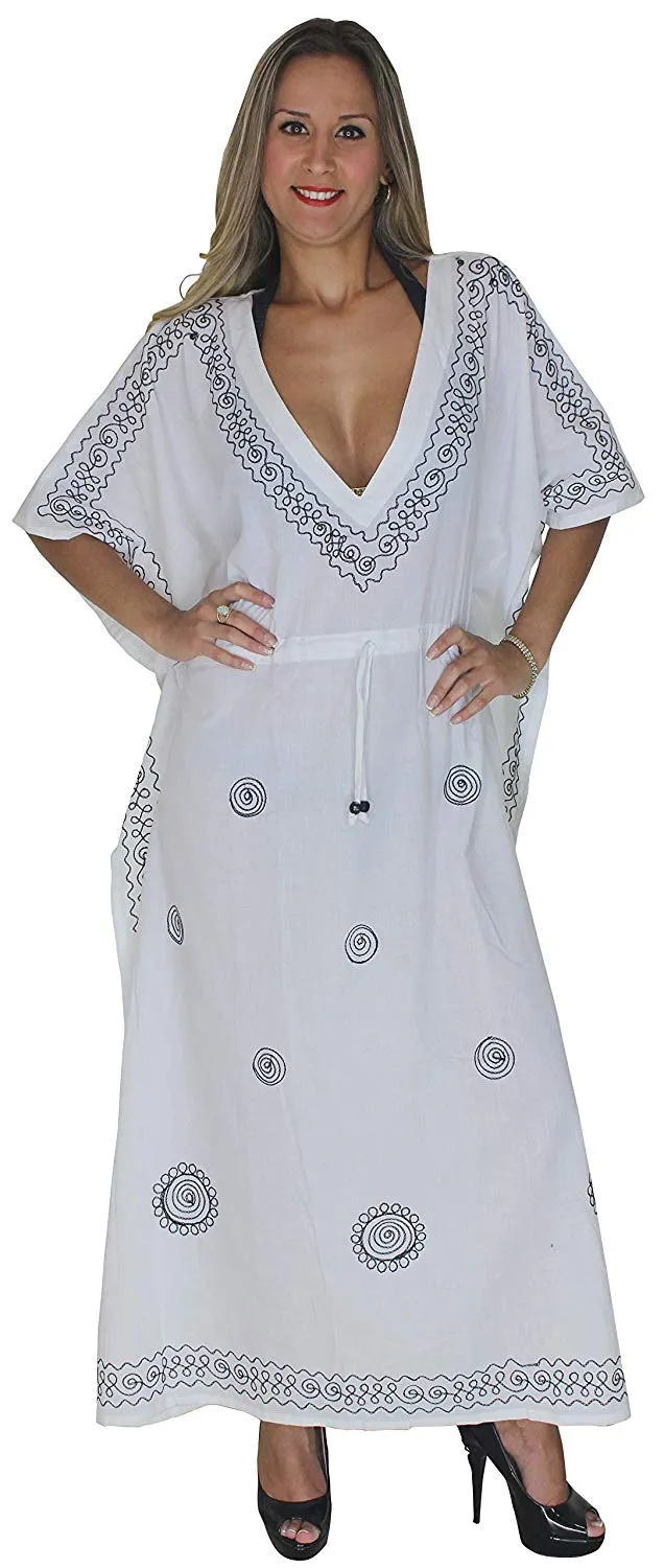 LA LEELA Rayon Solid 2 Women's Kaftan Kimono Nightgown Dress Beachwear Cover up