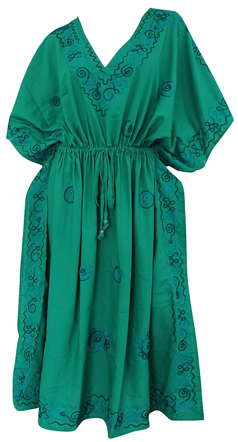 LA LEELA Rayon Solid 2 Women's Kaftan Kimono Nightgown Dress Beachwear Cover up