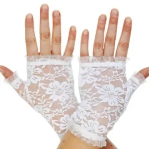 Lace Fingerless White Gloves - Dr Toms