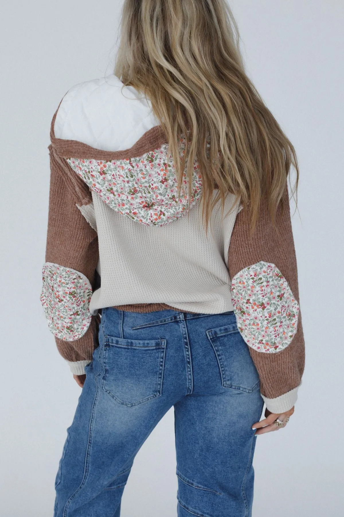 Leighton Button Up Floral Shacket - Chocolate