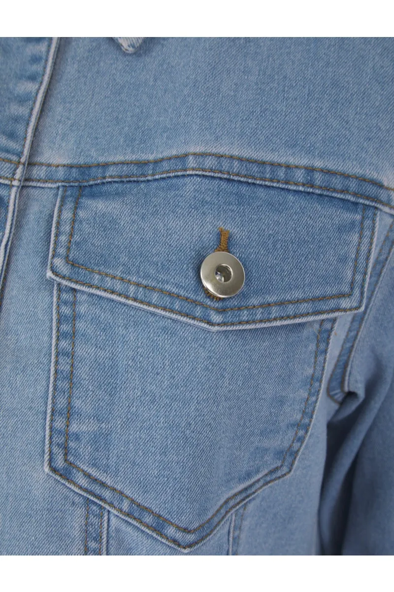 LIGHT BLUE COTTON STRETCH DENIM JACKET