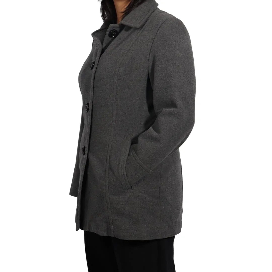 LIZ CLAIBORNE - Breasted Buttoned Short Wool Pea Coat Jacket