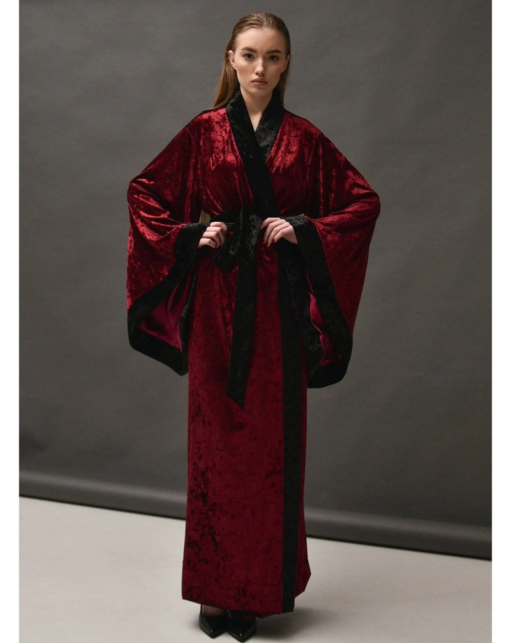 Long Crushed Velvet Kimono