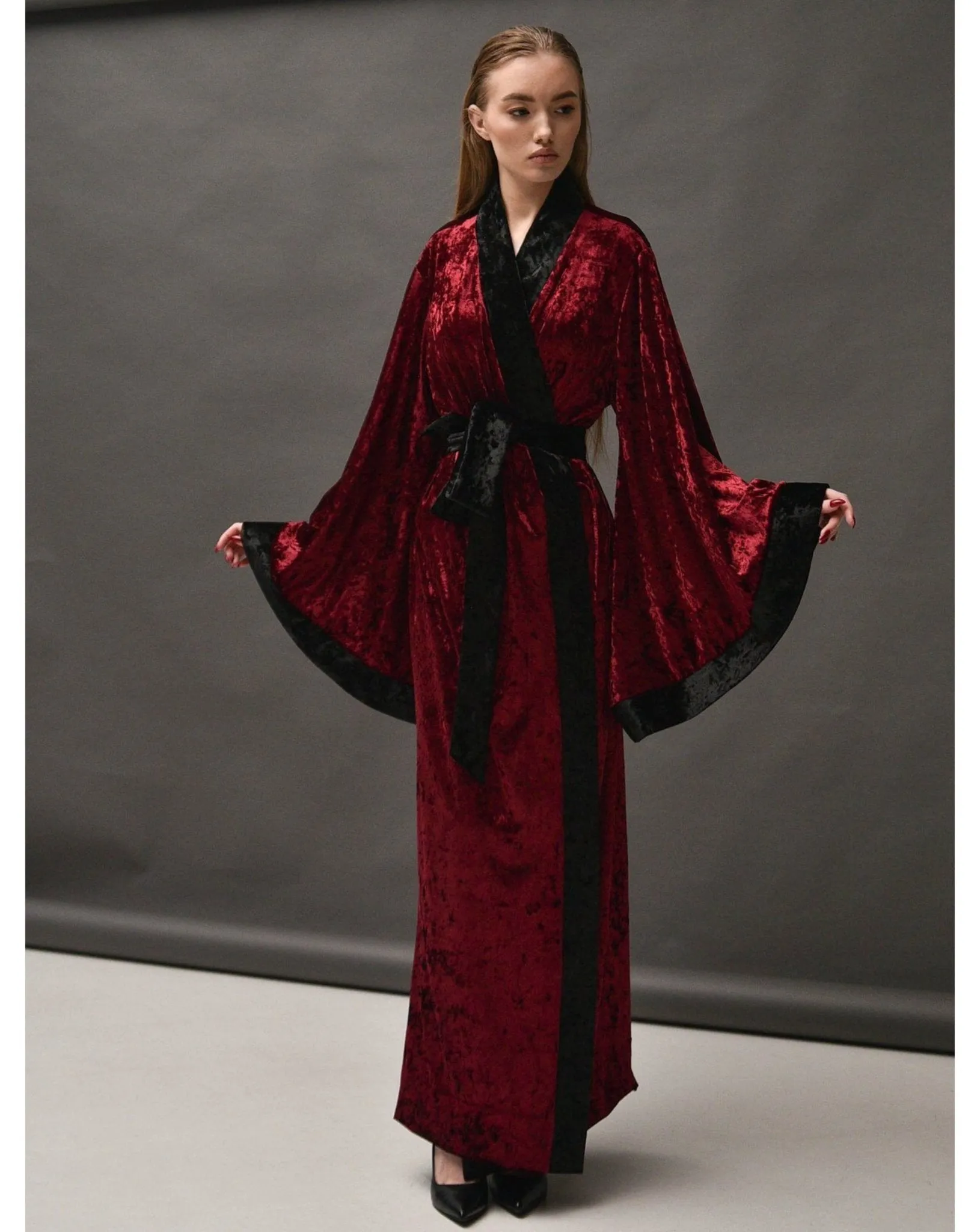 Long Crushed Velvet Kimono