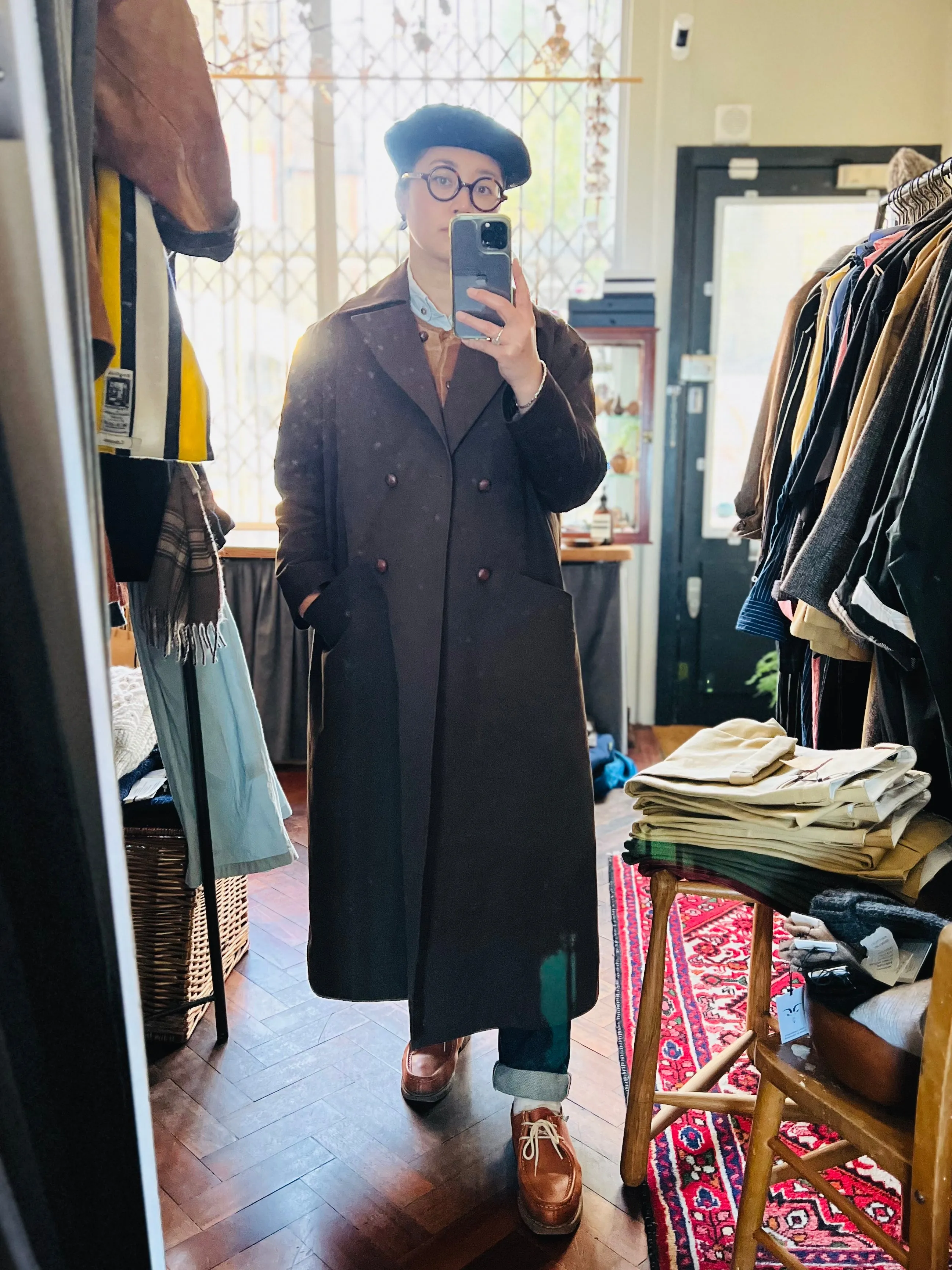 Long Peacoat Cotton Drill / Brown