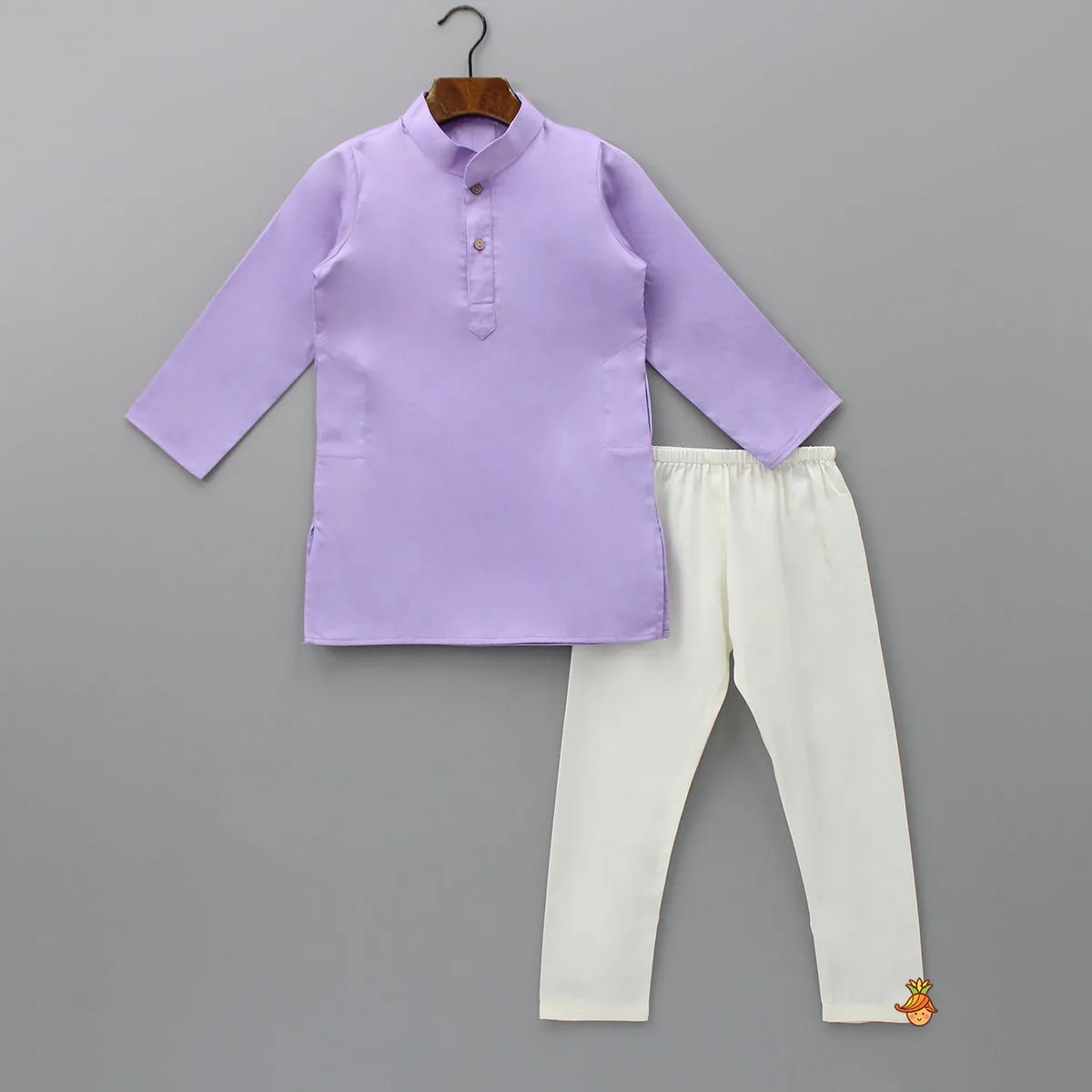 Lovely Lilac Kurta With Embroidered Jacket And Pyjama