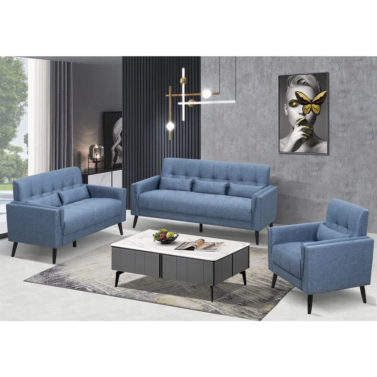 Madeline Collection Sofa with 3 Lumbar Pillows