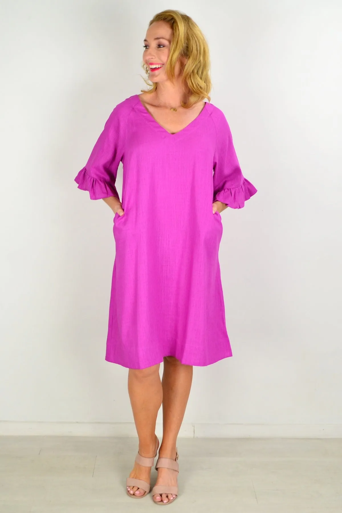 Magenta Three Shift Tunic Dress