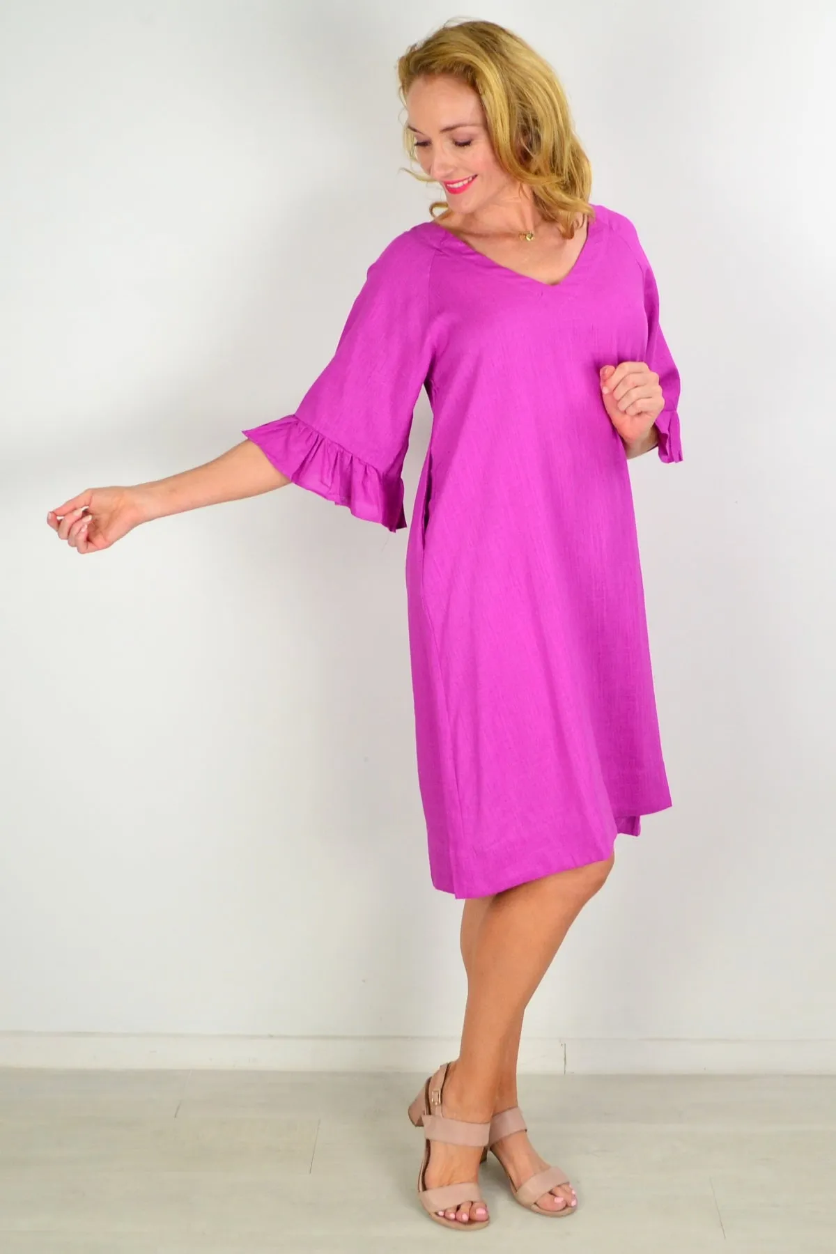 Magenta Three Shift Tunic Dress