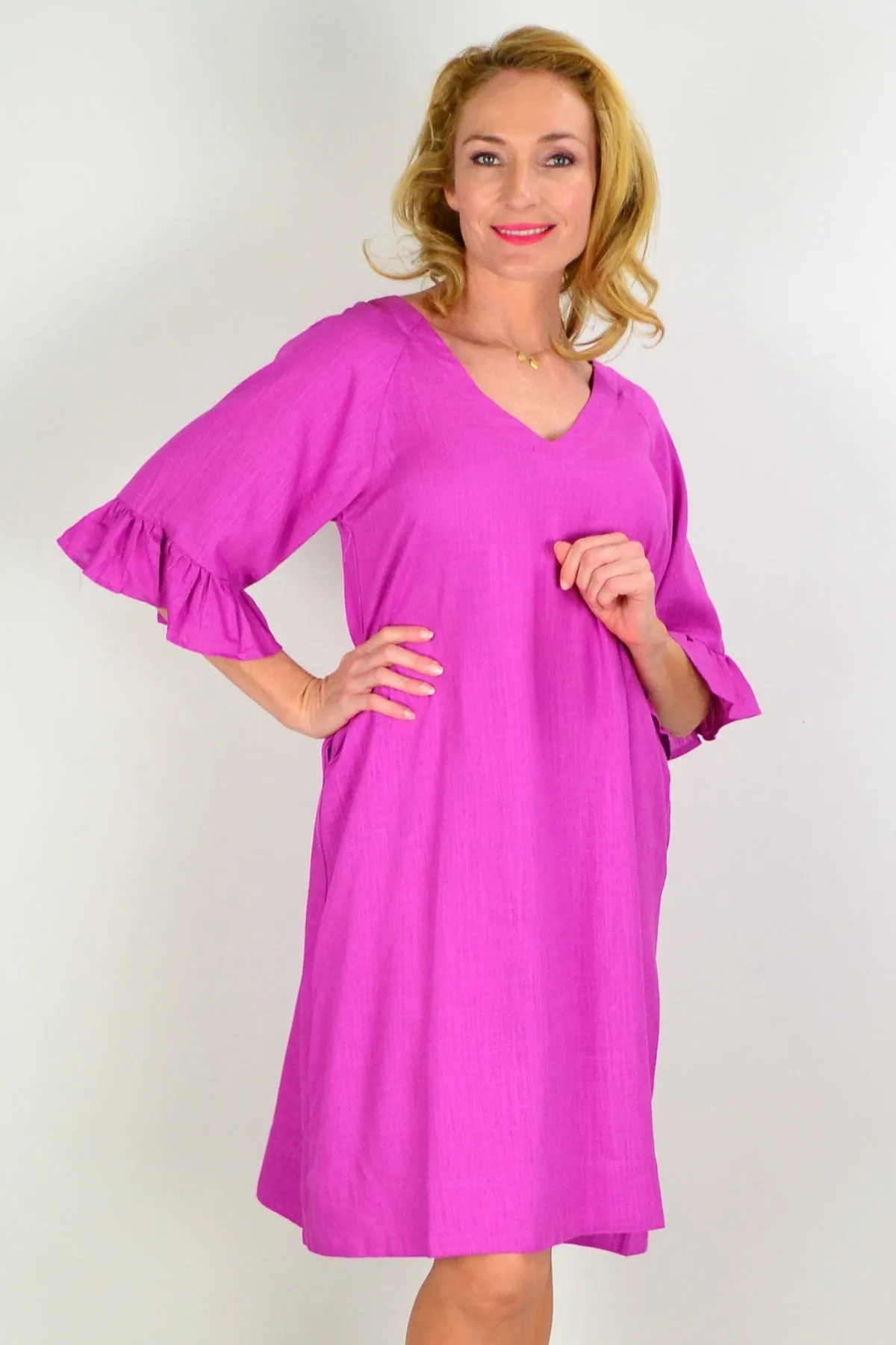 Magenta Three Shift Tunic Dress