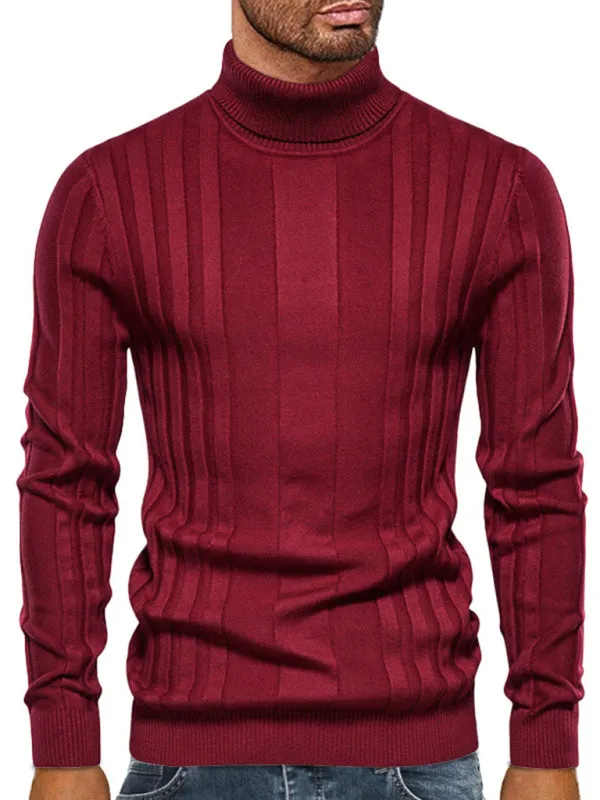 Men's new casual knitted basic base pullover turtleneck sweater